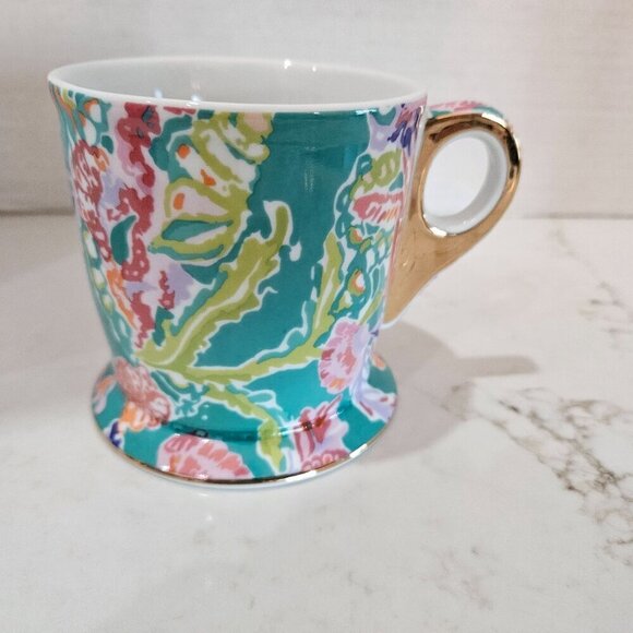 Lilly Pulitzer Ceramic Mug Set Two Gold Handle12 oz Shell Search, Sunset Safari - Picture 7 of 12